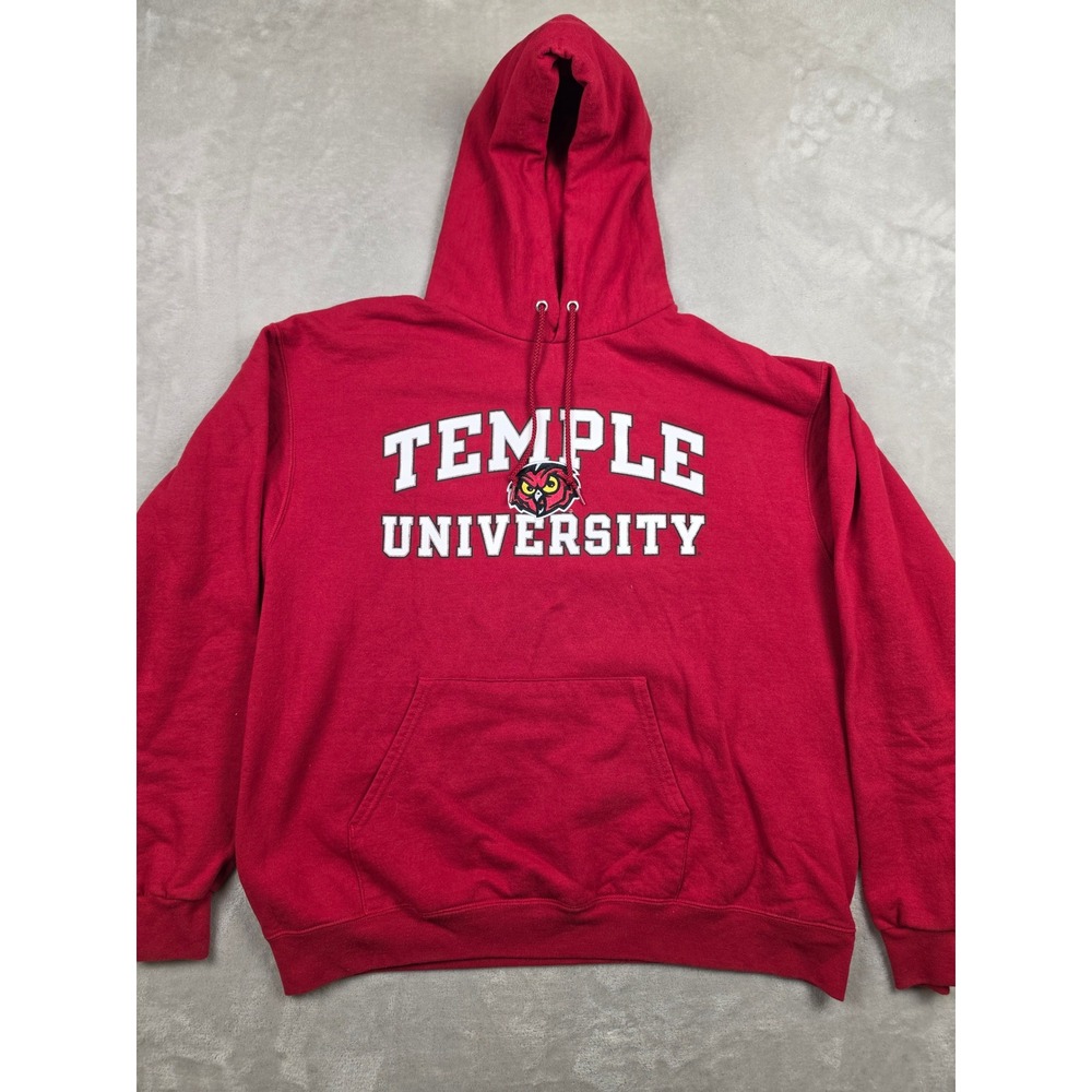 Champion Hoodie Mens XL‎ Red Temple University Owls Pullover Sweatshirt